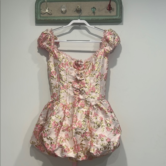 Sugar Thrillz Dresses & Skirts - Sugar Thrillz Pink and Gold Floral Mini Dress